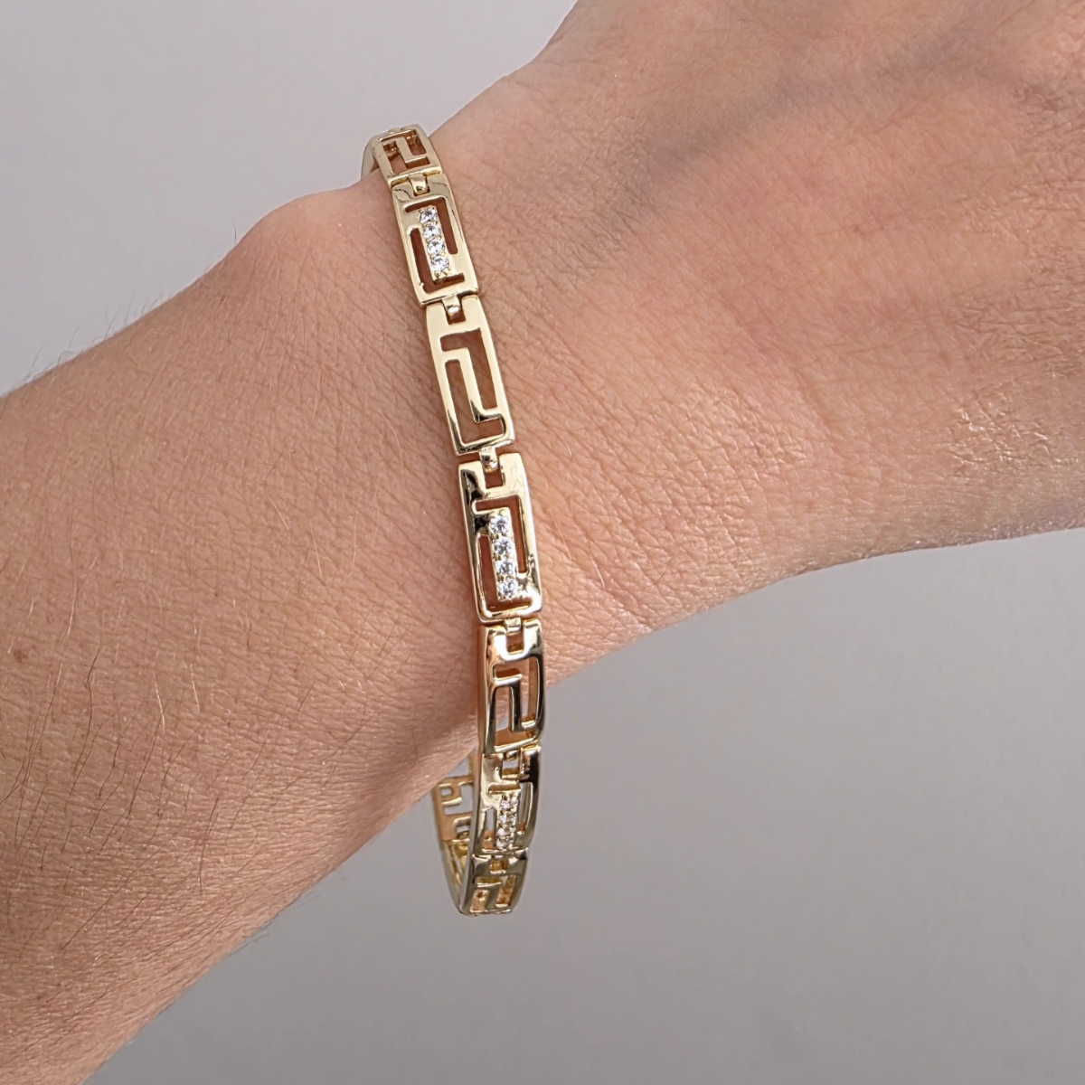 14K Gold Zirkon Taşlı Labirent lBileklik