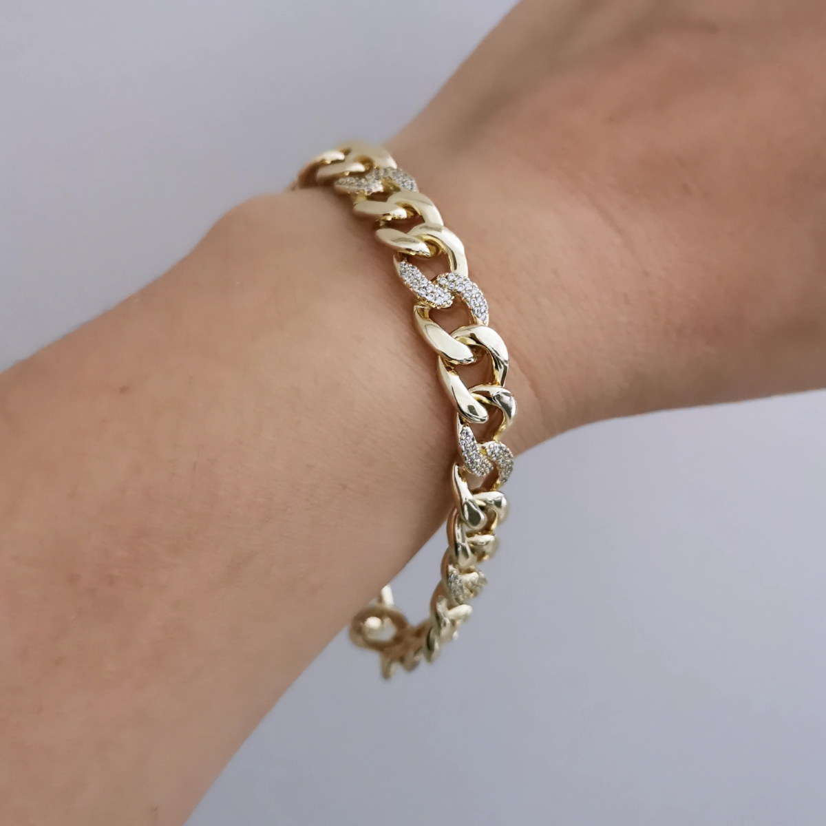 14K Gold Renkli Zirkon Taşlı Zincir Bileklik