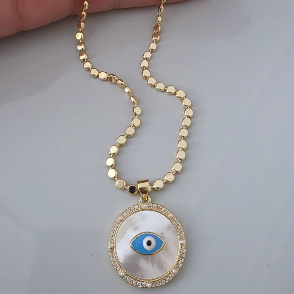 14 Ayar Altın Renkli Mine Taşlı  Ezme Zincir