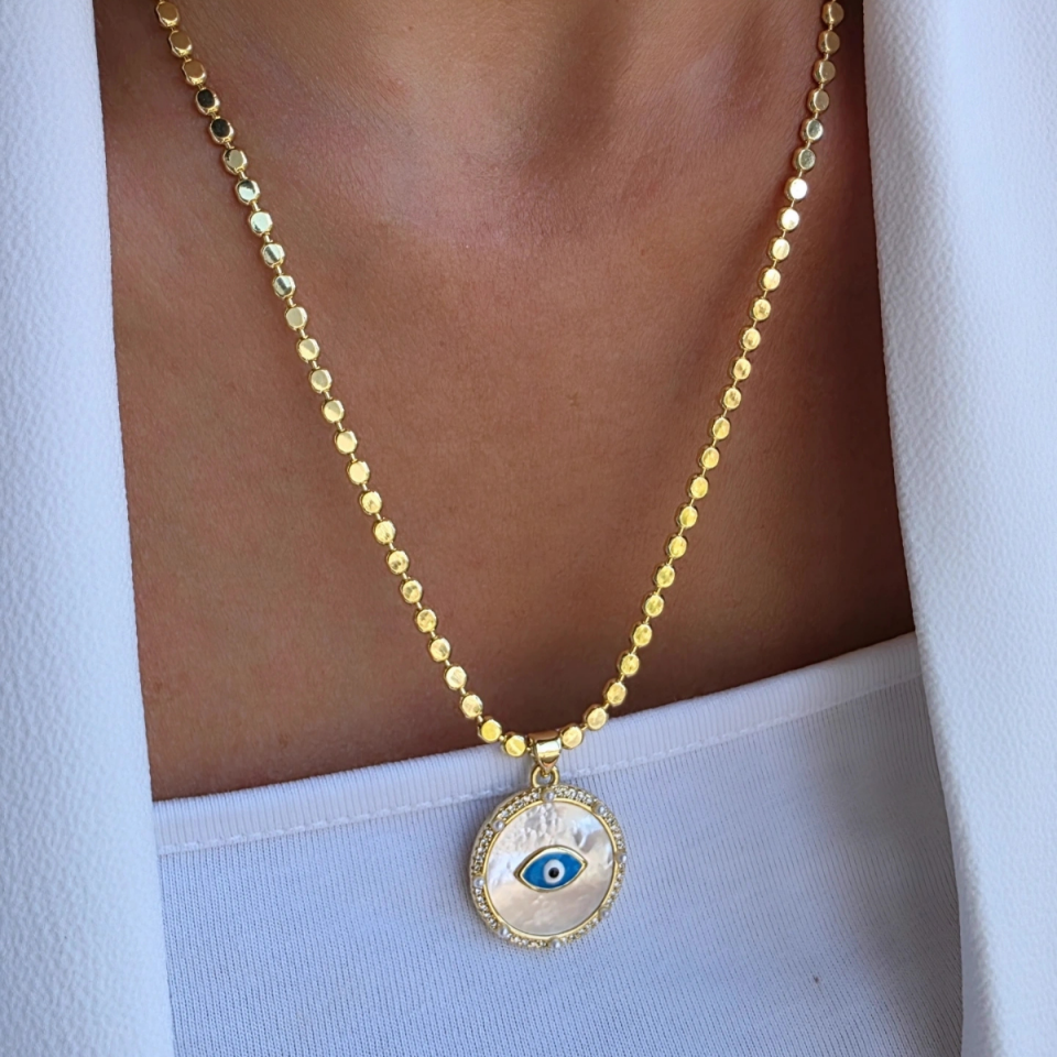 14 Ayar Altın Renkli Mine Taşlı  Ezme Zincir