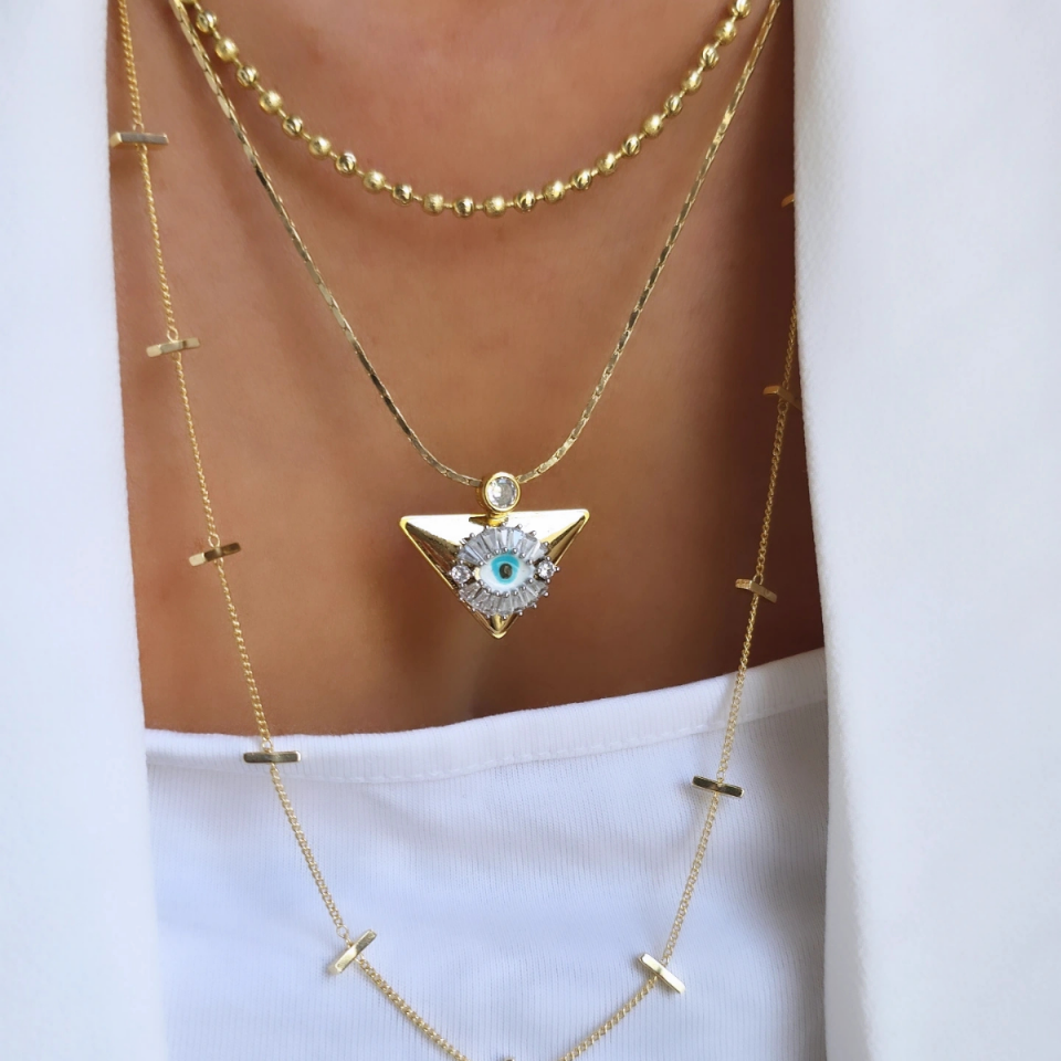 14 Ayar Altın Renkli Göz Kolye