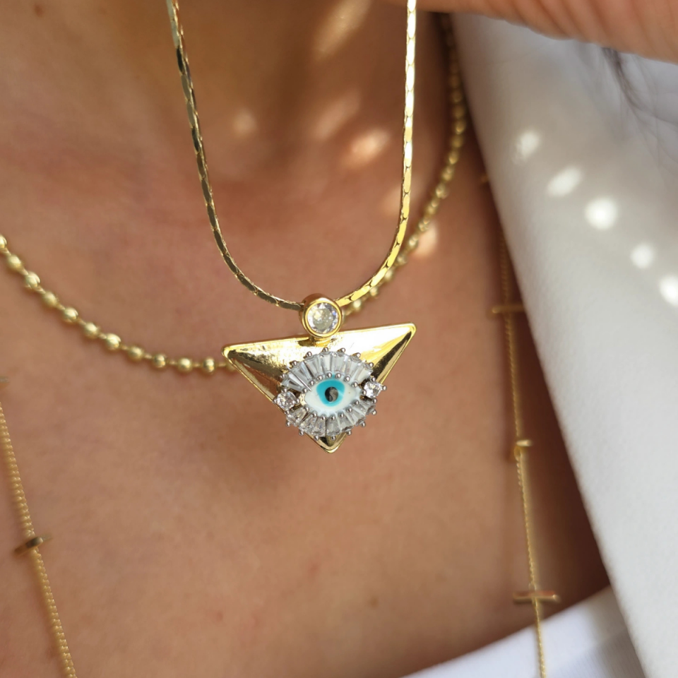 14 Ayar Altın Renkli Göz Kolye