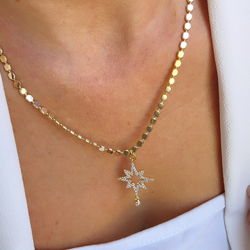 14 Ayar Altın Renkli Kutup Yıldız Kolye