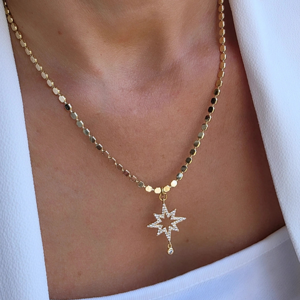 14 Ayar Altın Renkli Kutup Yıldız Kolye