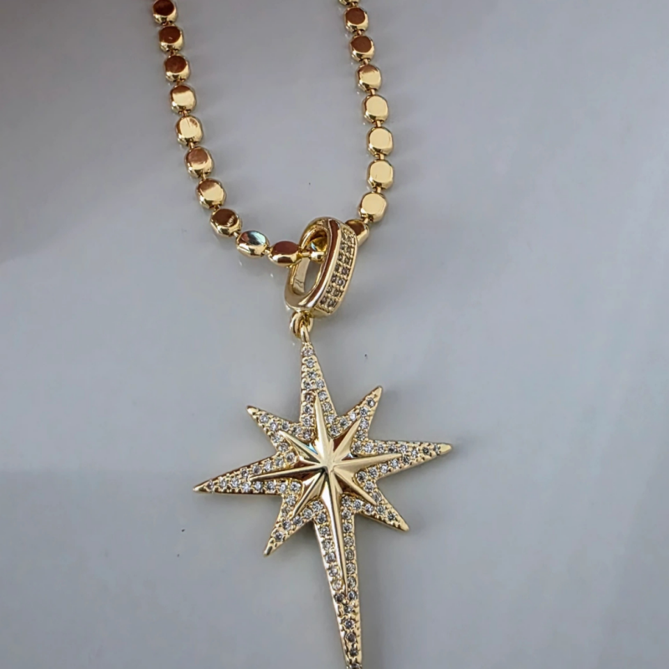 14 Ayar Altın Rengi Kutup Yıldızı Ezme Kolye