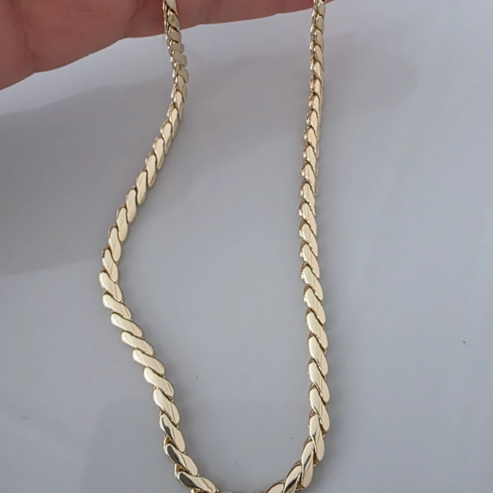 14 Ayar Altın Renginde Ezme Arpa Model Kolye 60 cm