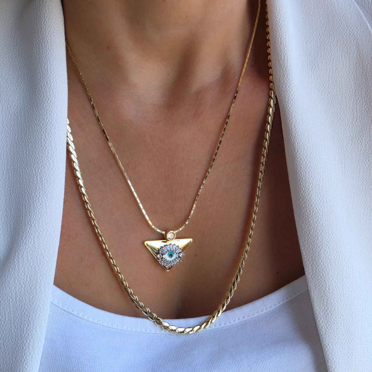 14 Ayar Altın Renginde Ezme Arpa Model Kolye 60 cm