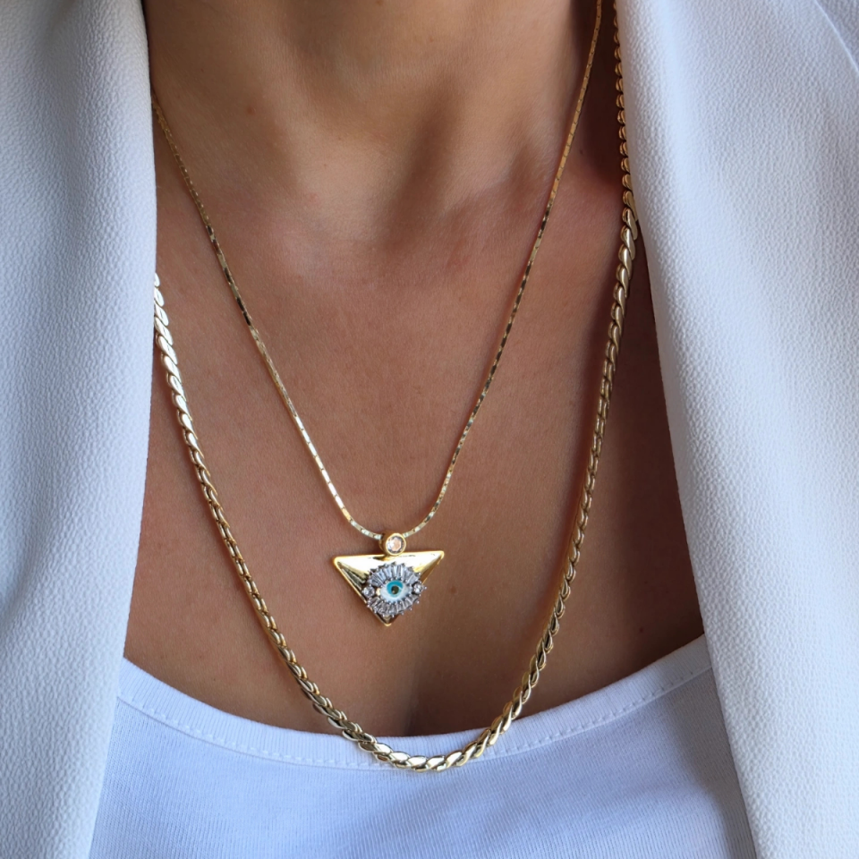 14 Ayar Altın Renginde Ezme Arpa Model Kolye 60 cm