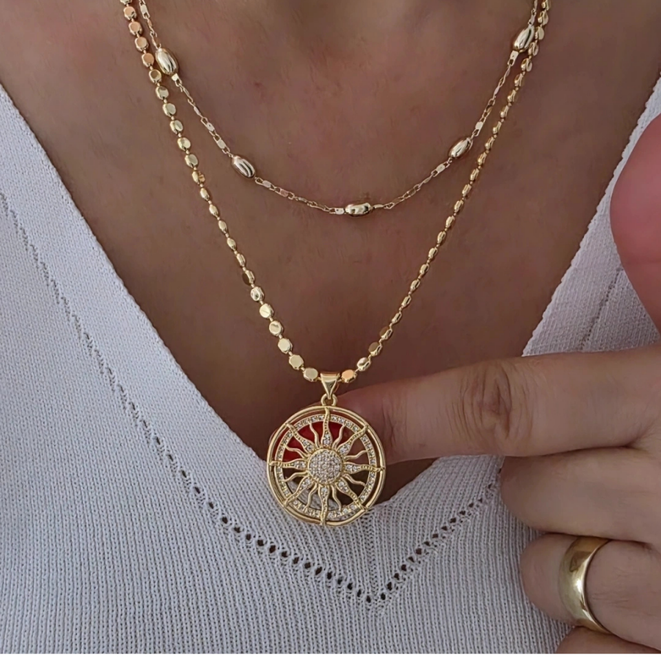 14 Ayar Altın Rengi Güneş Kolye