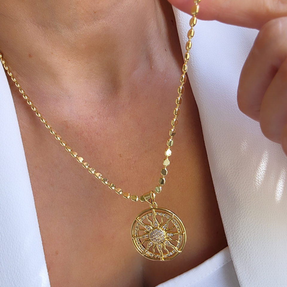 14 Ayar Altın Rengi Güneş Kolye