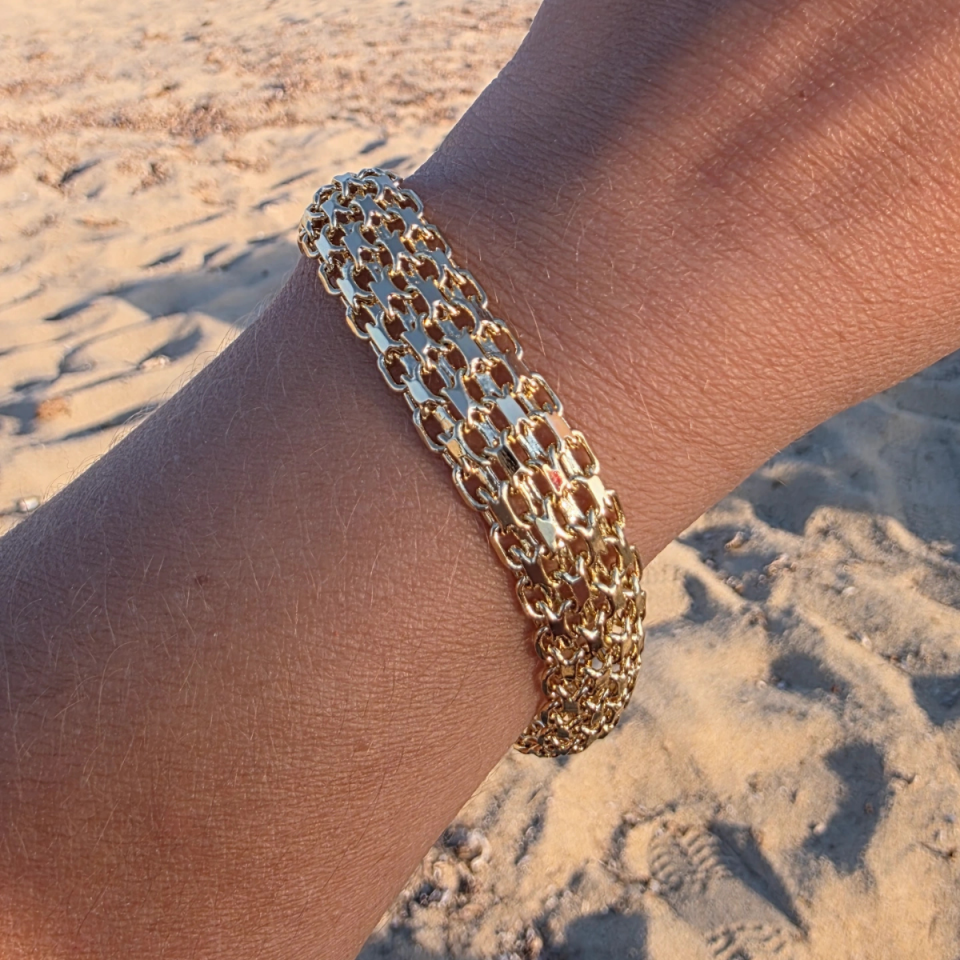 14 Ayar Altın Renkli Hasır Bileklik