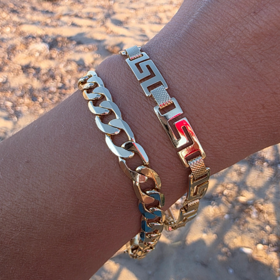 14 Ayar Altın Renkli Labirent Çelik Bileklik