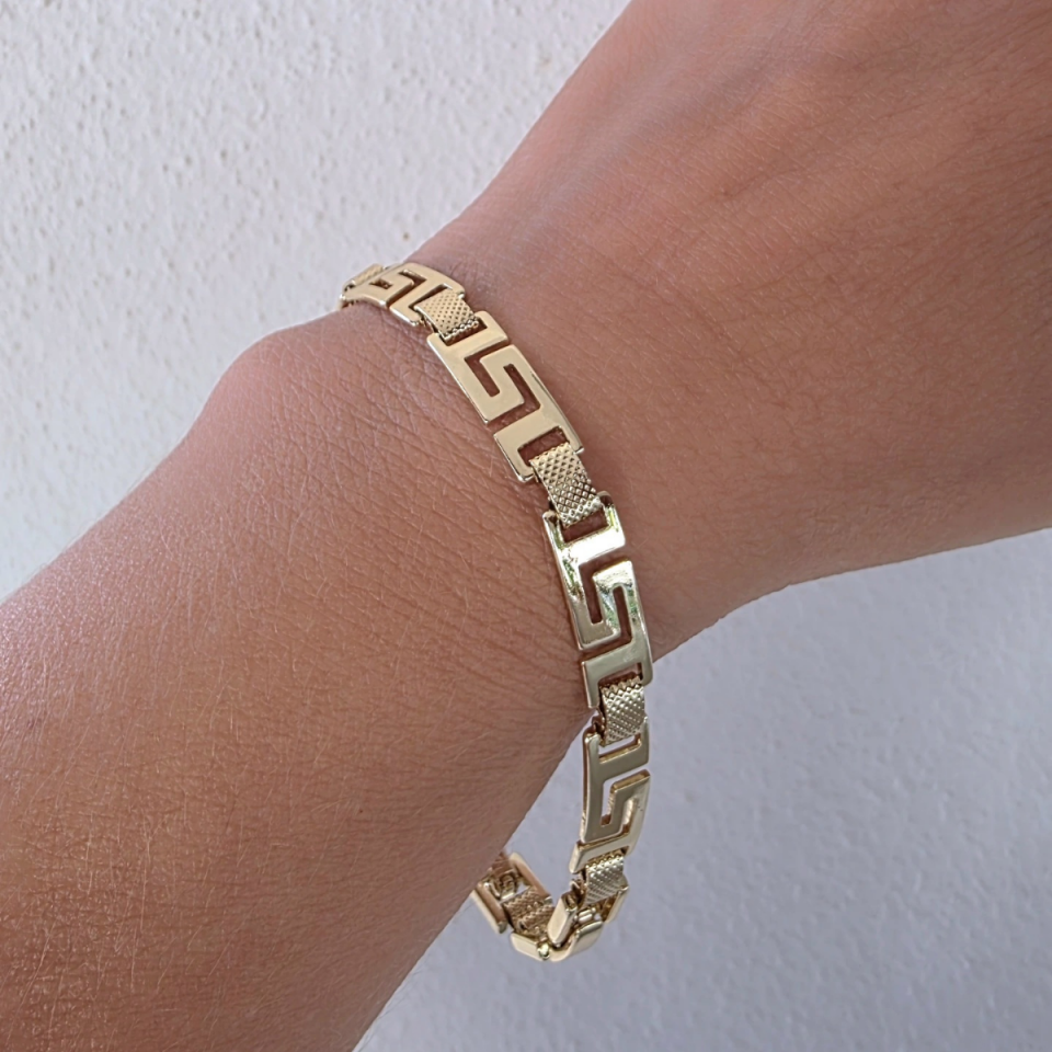 14 Ayar Altın Renkli Labirent Çelik Bileklik