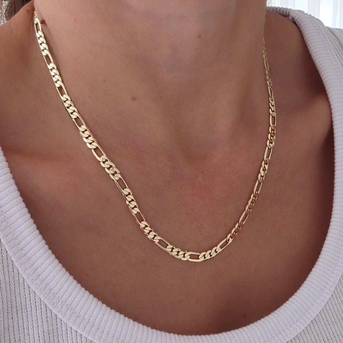 14 Ayar Altın Renkli Figaro Zincir 45 cm