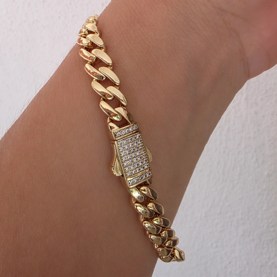 14 Ayar Altın Renkli Zirkon Taşlı Gurmet Bileklik