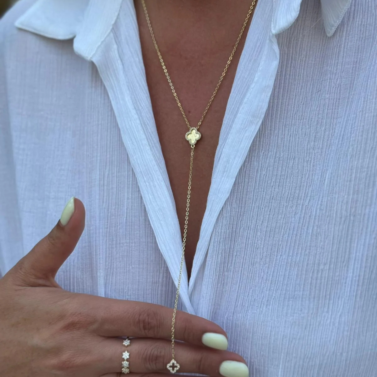 Çelik 14 K Dekolte Y Kolye