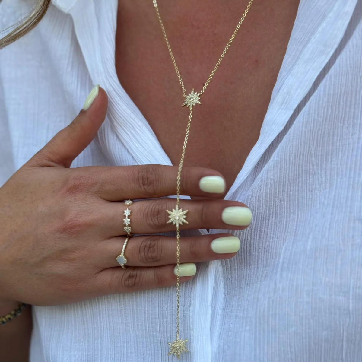 Çelik 14 K Dekolte Y Kolye