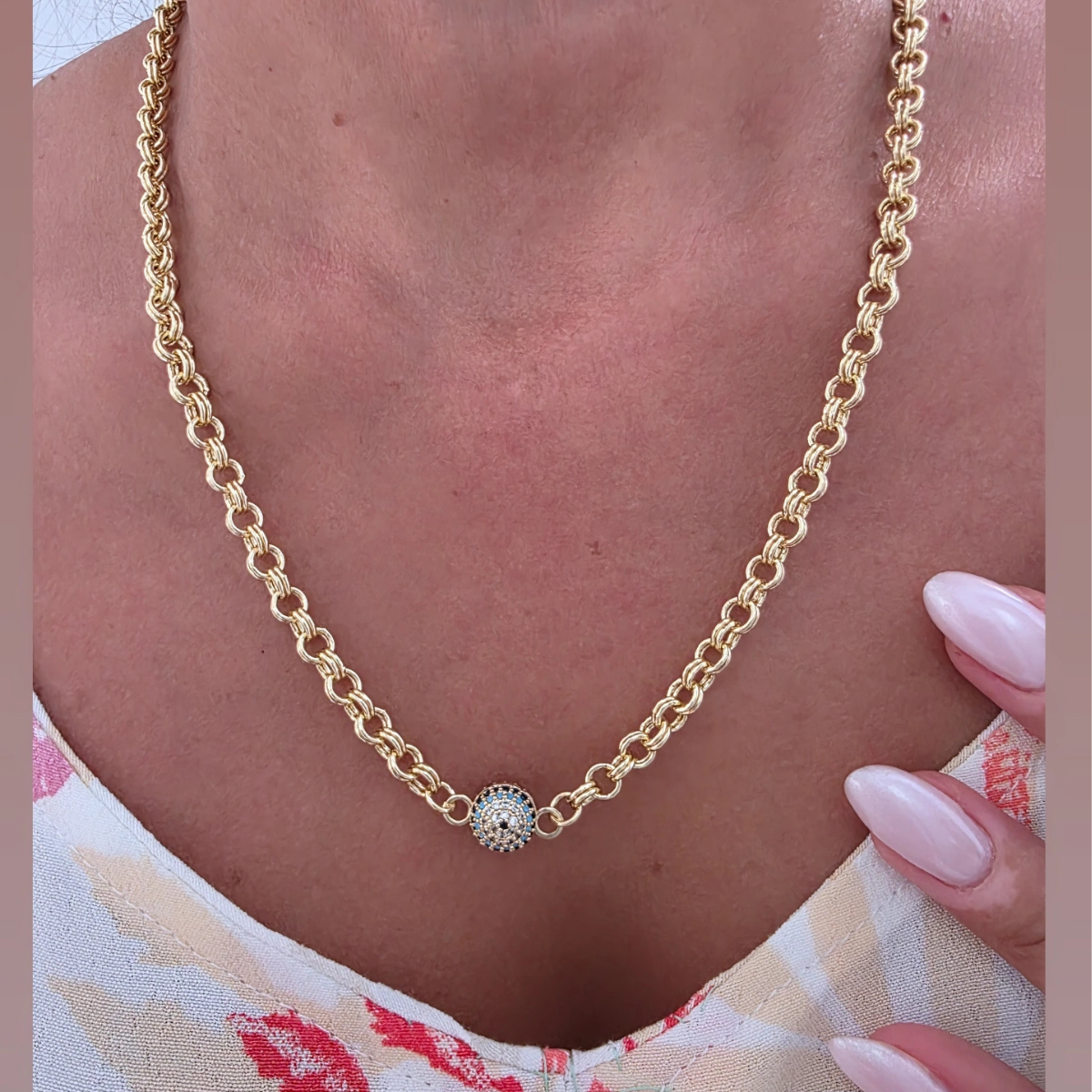 14 K Nazar Boncuklu Kolye