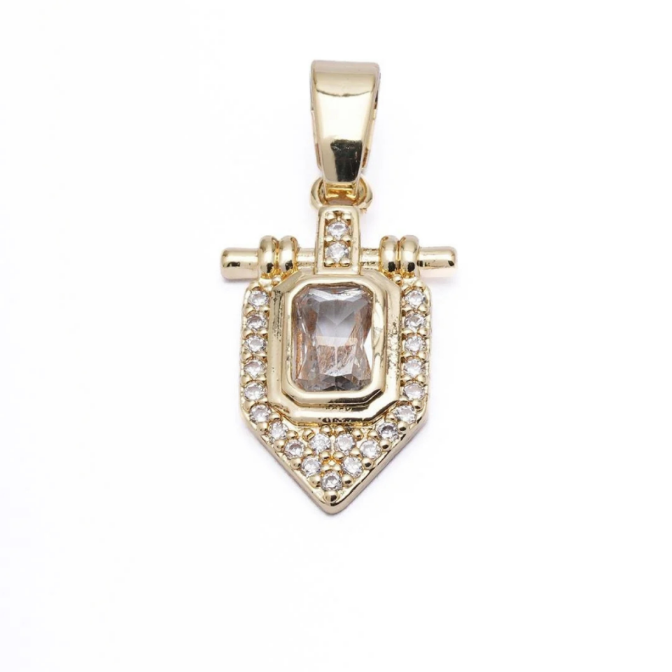 14 K Zirkon Taşlı Üçgen Kolye Ucu