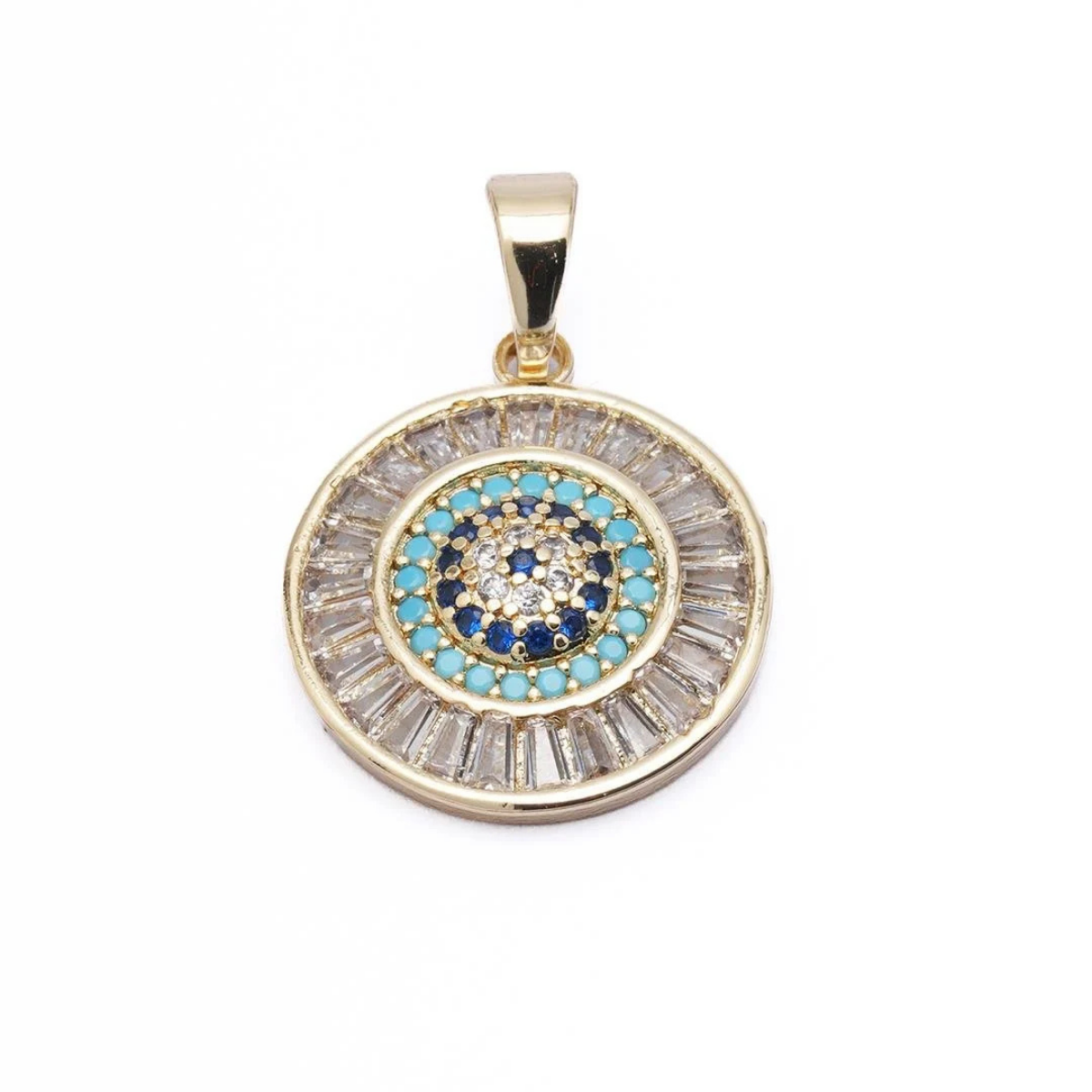 14 K Baget Taşlı Nazar Kolye Ucu