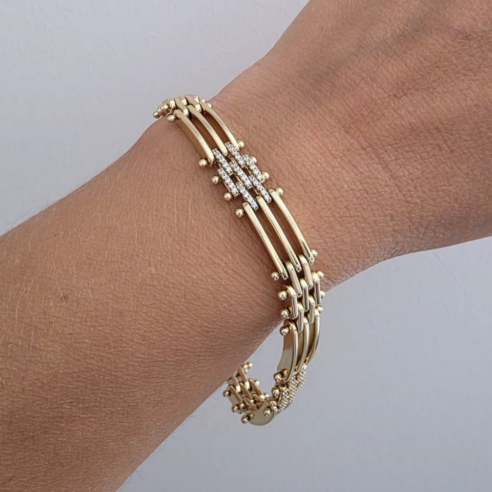 14 Ayar Altın Renginde Zirkon Taşlı Bileklik