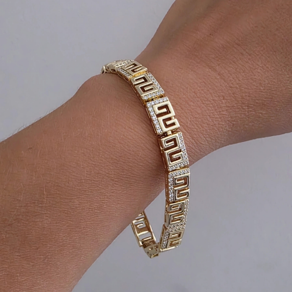 14 Ayar Altın Renkli Zirkon Taşlı Labirent Bileklik