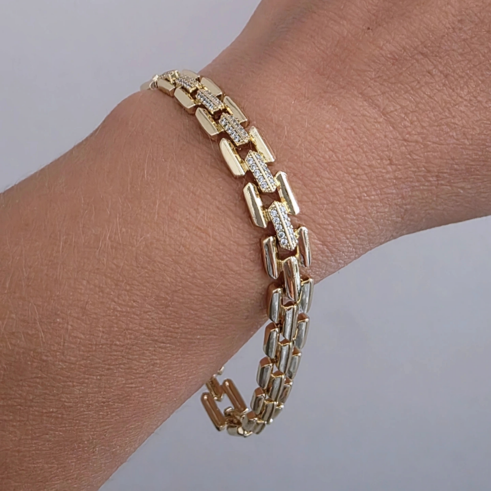 14 Ayar Altın Renkli Zirkon Taşlı Bileklik