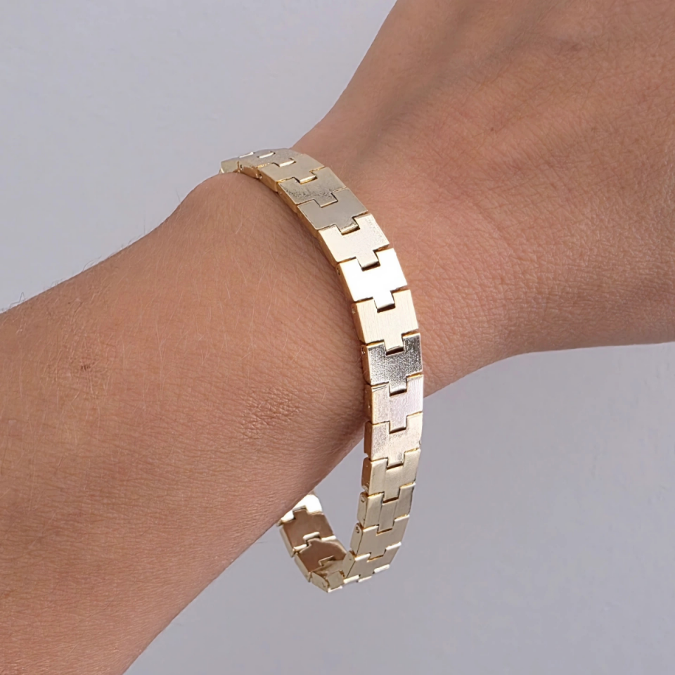 14 Ayar Altın Renkli Plaka Bileklik