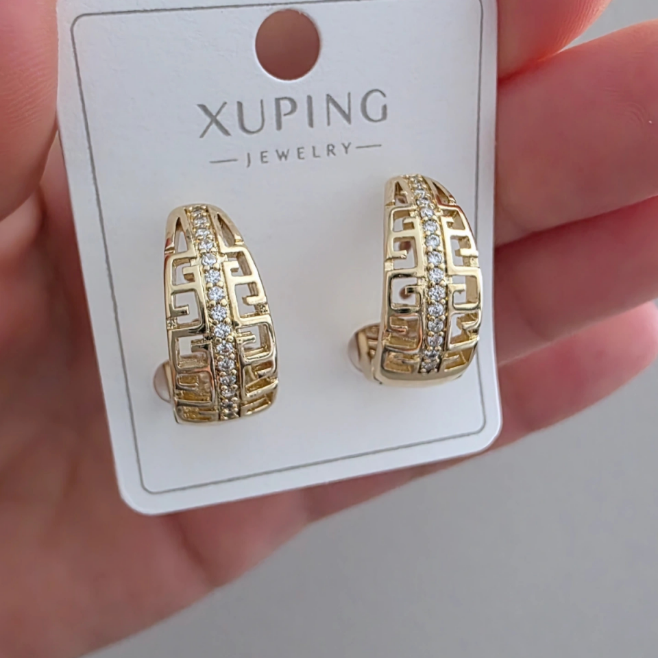 14 Ayar Altın Renkli Zirkon Taşlı Küpe