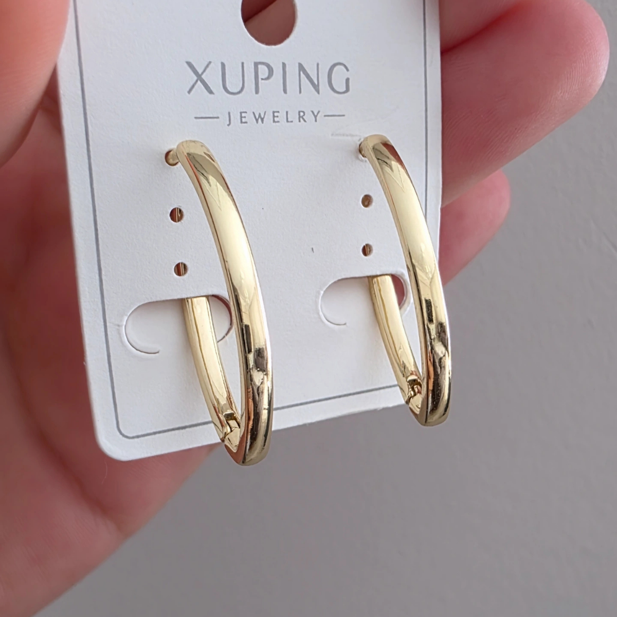 14 Ayar Altın Renkli Elips Küpe