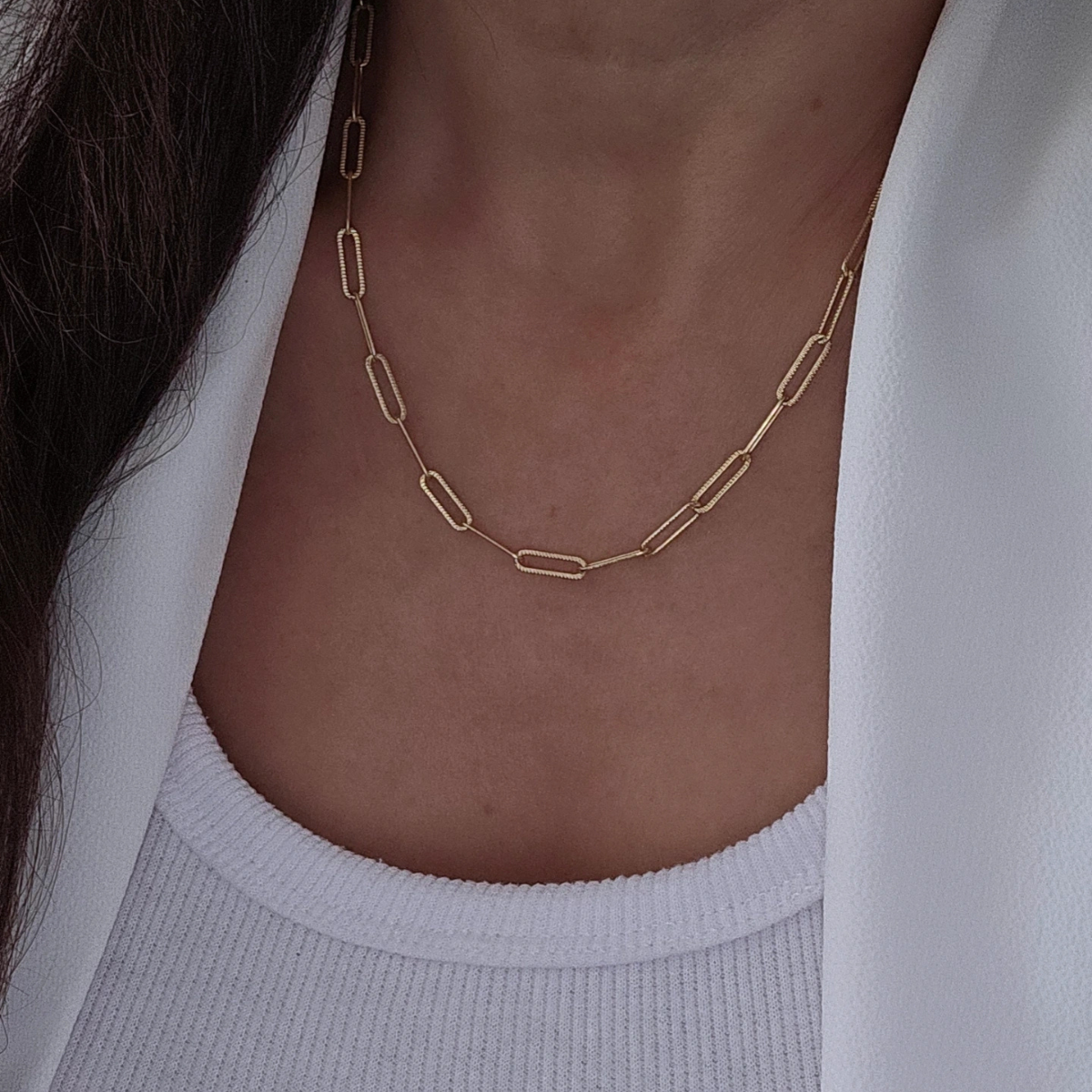 14 Ayar Altın Renkli Ataç Kolye 45 cm