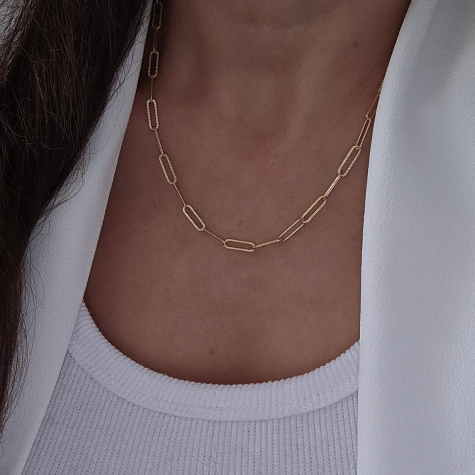 14 Ayar Altın Renkli Ataç Kolye 45 cm