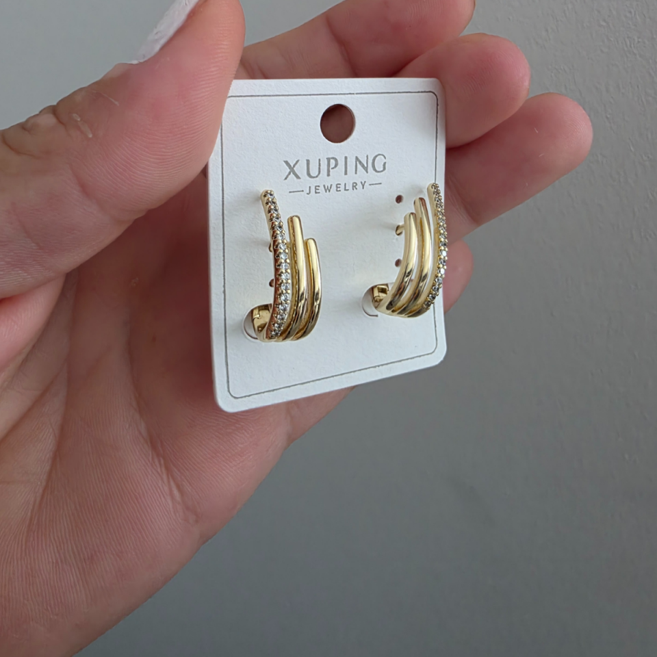 14 Ayar Altın Renkli Zirkon Taşlı Küpe