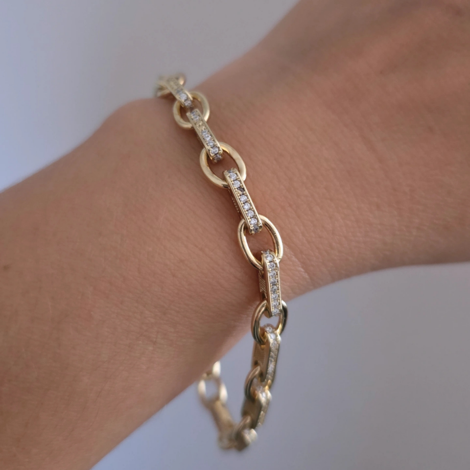 14 Ayar Altın Renkli Zirkon Taşlı Halka Bileklik