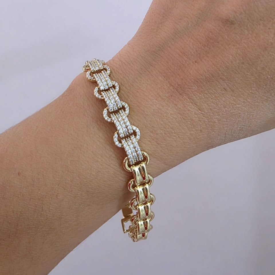 14 Ayar Altın Renkli Zirkon Taşlı Bileklik