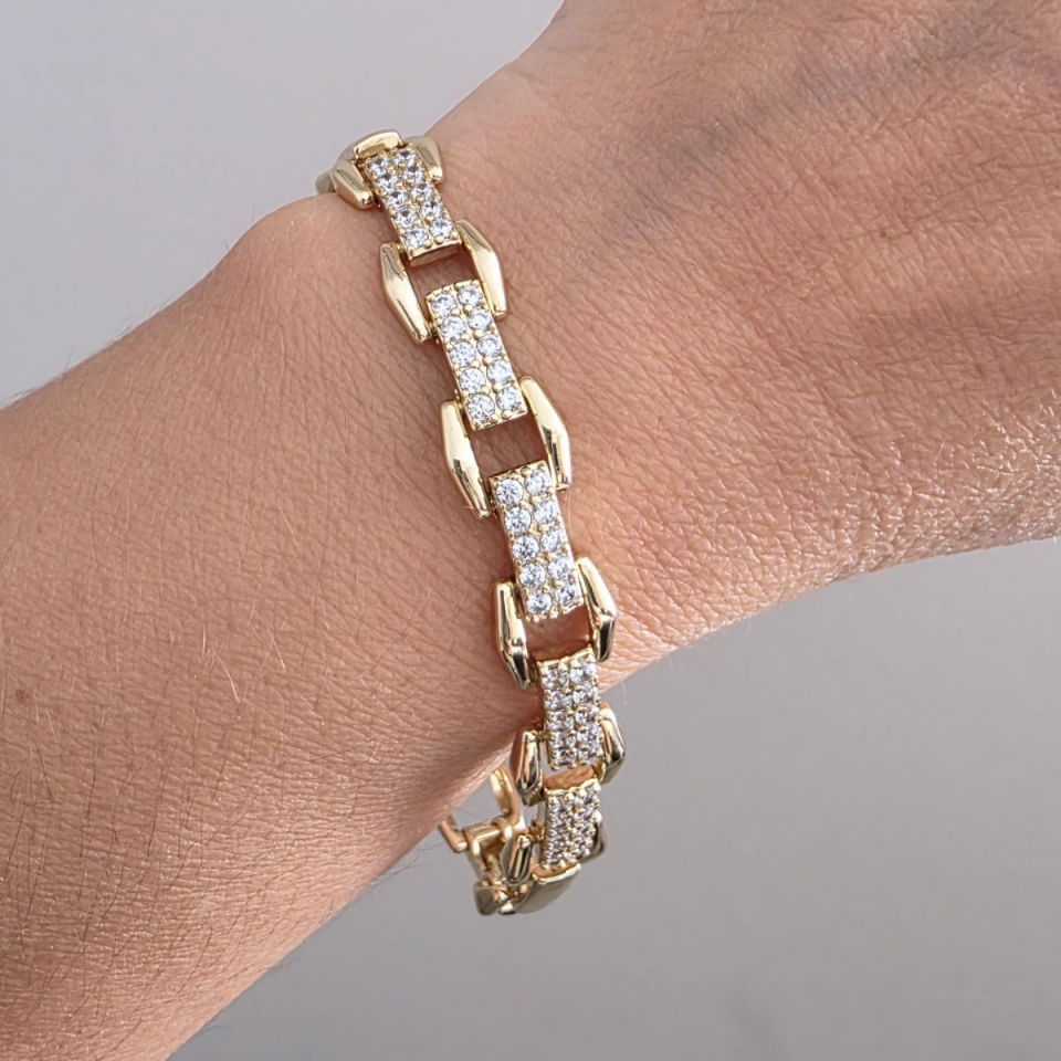 14 Ayar Altın Renkli Zirkon Taşlı Bileklik