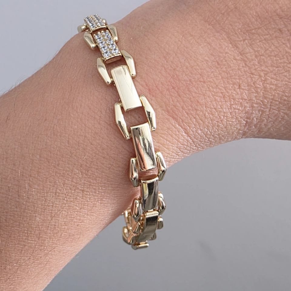 14 Ayar Altın Renkli Zirkon Taşlı Bileklik