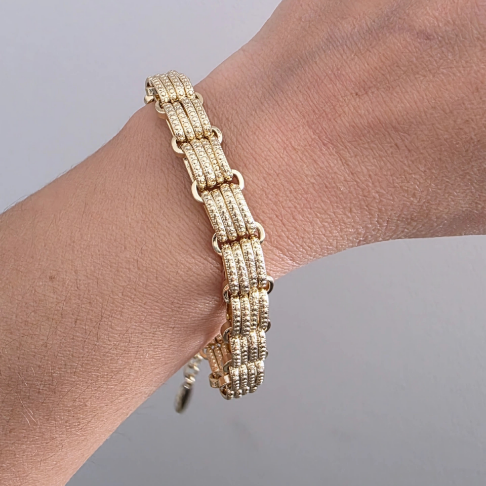 14 Ayar Altın Renkli Hasır Çelik Bileklik