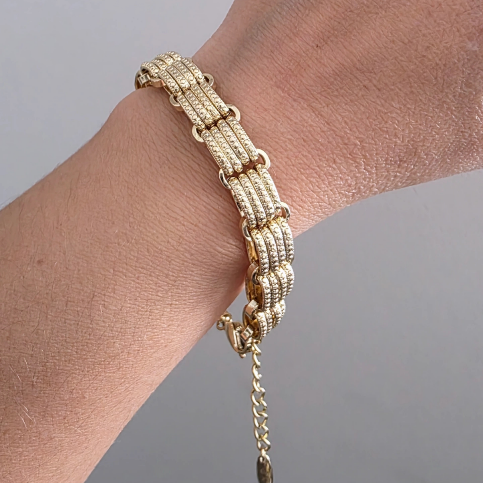 14 Ayar Altın Renkli Hasır Çelik Bileklik