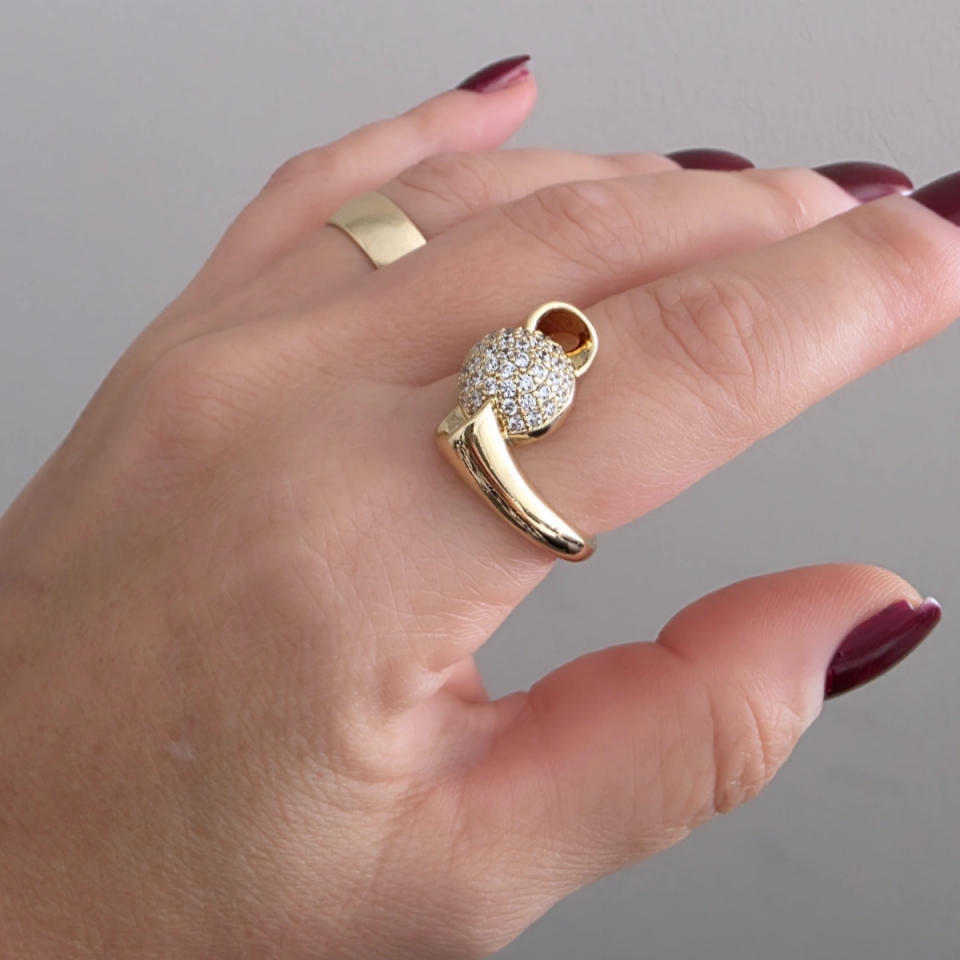 14 Ayar Altın Renkli Zirkon Taşlı Toçuk Yüzük