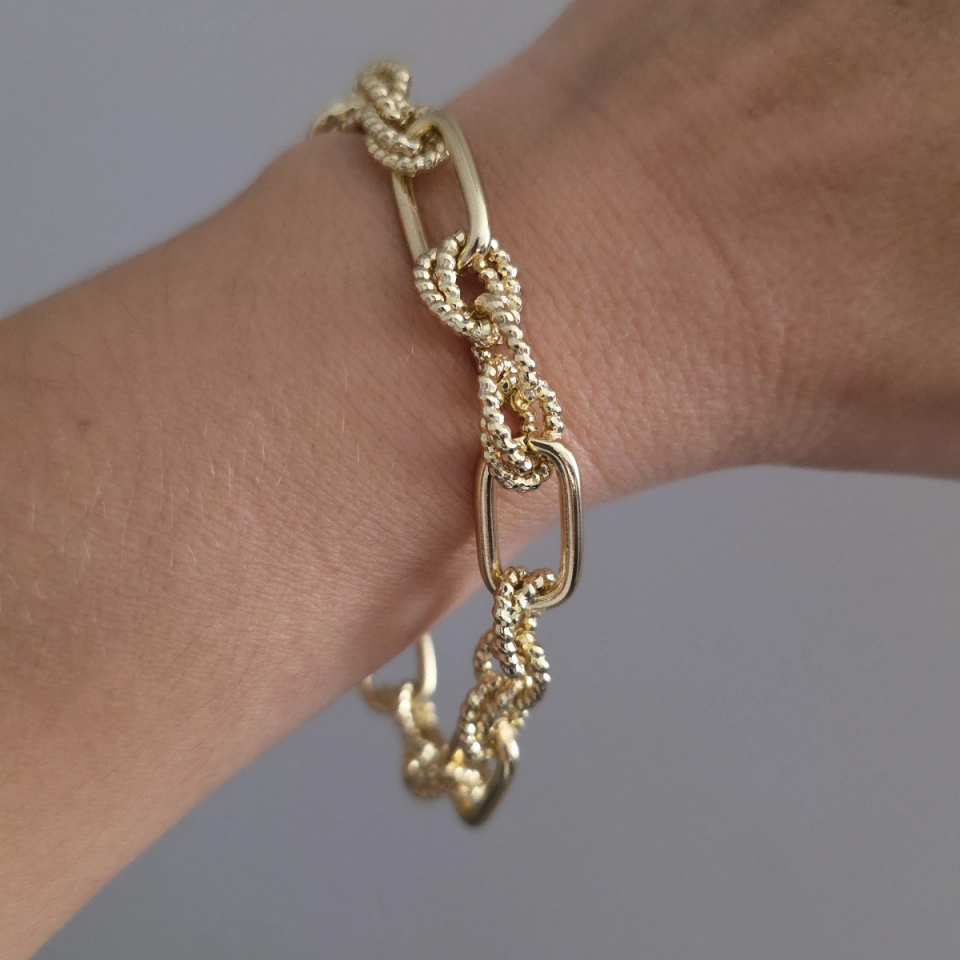 14 Ayar Altın Renkli Sarmal Çelik Bileklik