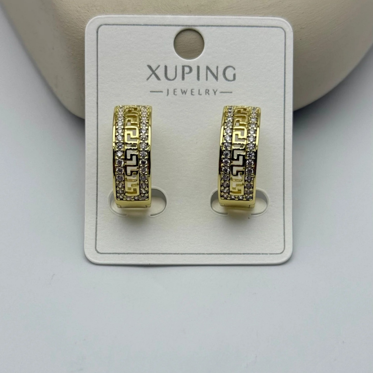 14 Ayar Altın Renkli Zirkon Taşlı Çelik Küpe