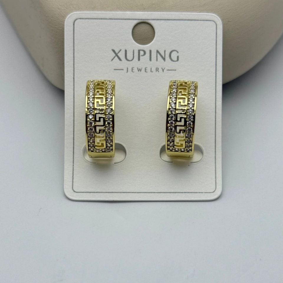 14 Ayar Altın Renkli Zirkon Taşlı Çelik Küpe