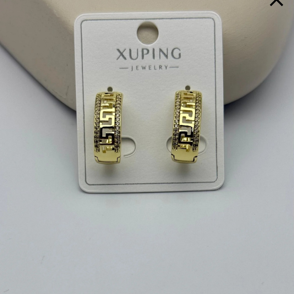 14 Ayar Altın Renkli Zirkon Taşlı Çelik Küpe