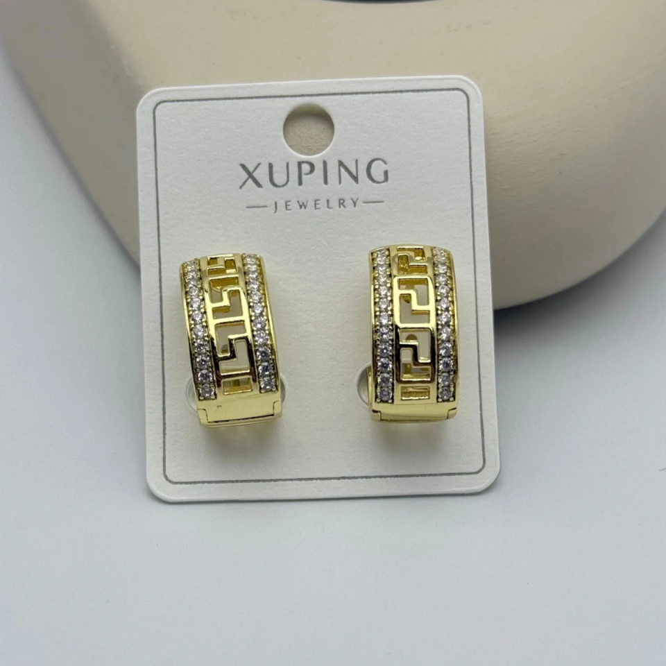 14 Ayar Altın Renkli Zirkon Taşlı Çelik Küpe