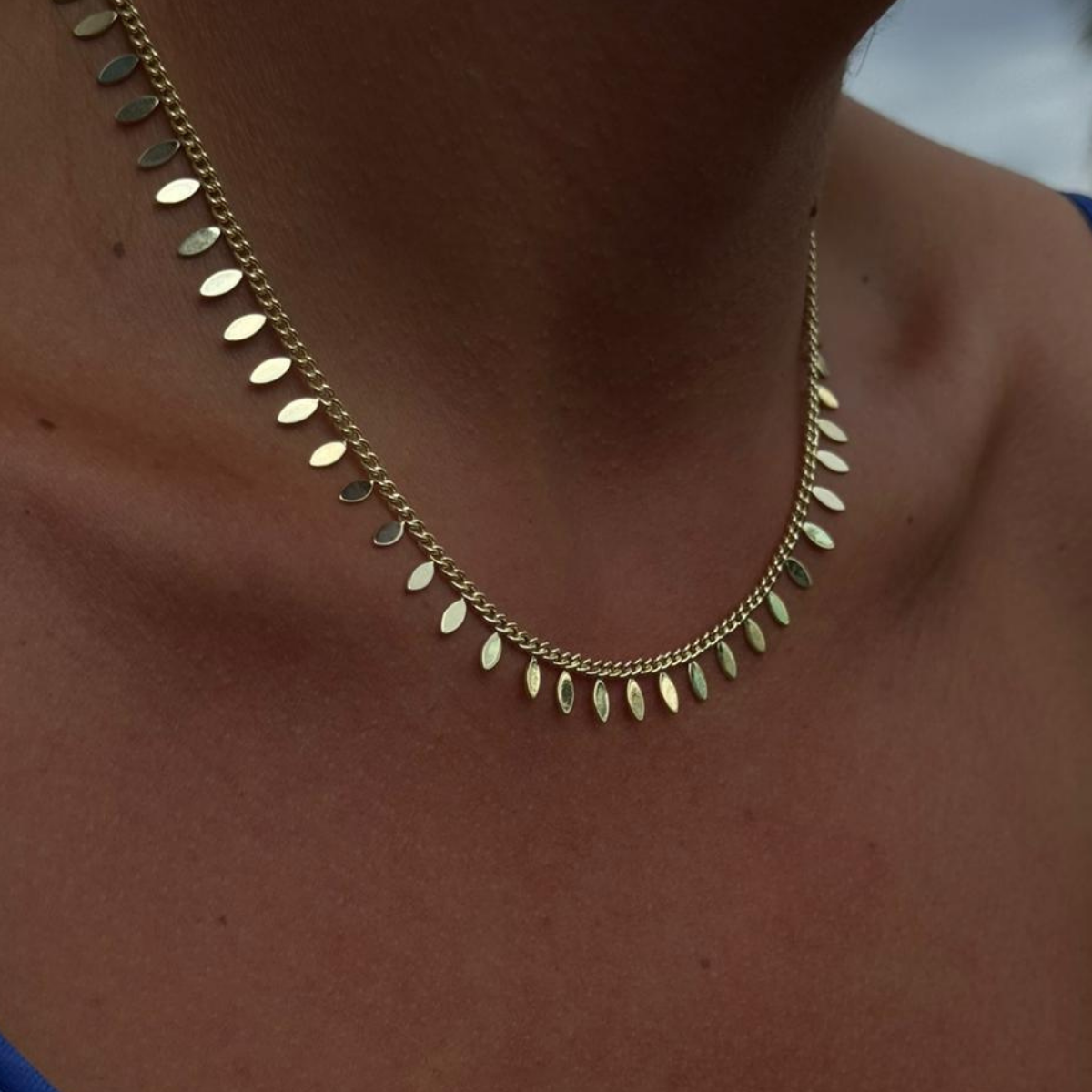 14 AYAR ALTIN RENKLİ DAMLA ÇELİK KOLYE