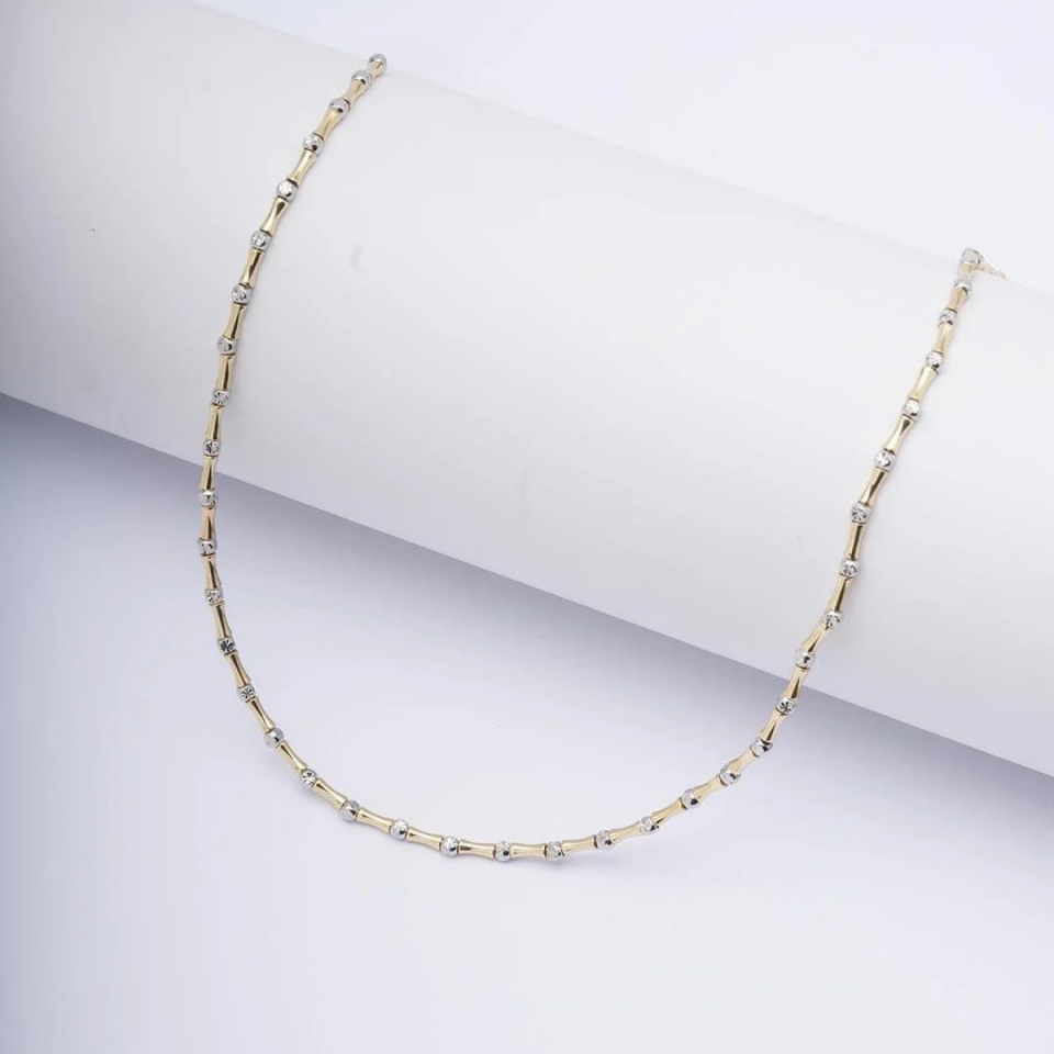 14 AYAR ALTIN RENKLİ TAŞLI ÇELİK KEMİK KOLYE