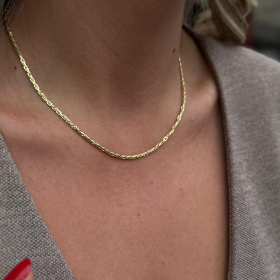 14 AYAR ALTIN RENKLİ 45 CM ÇELİK KOLYE