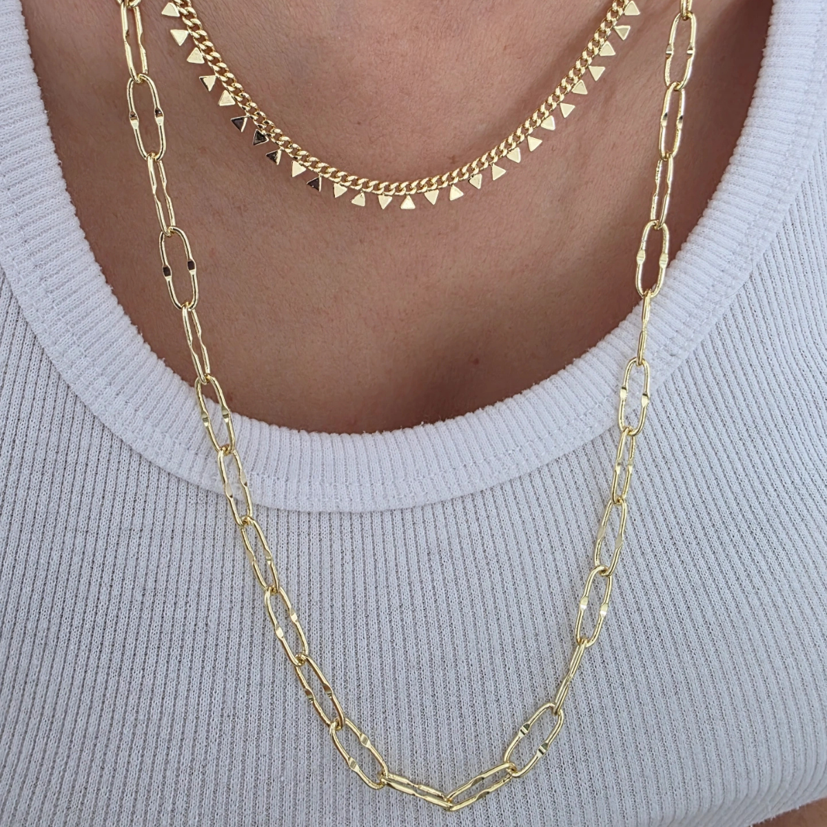 14 AYAR ALTIN RENKLİ ATAÇ ÇELİK KOLYE 65 CM