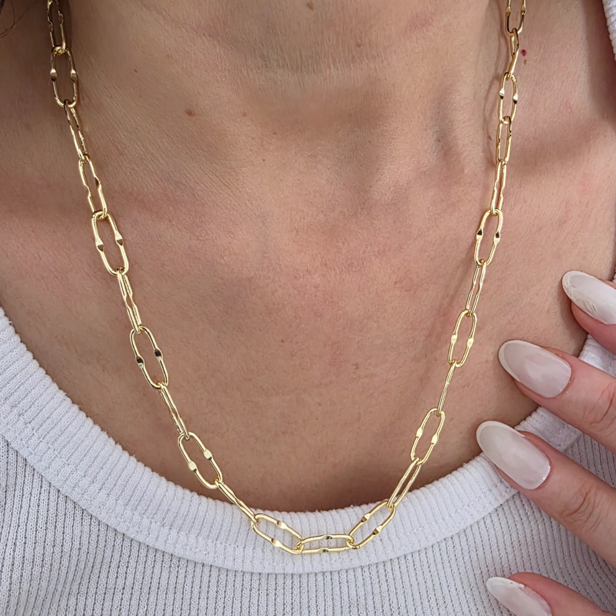 14 AYAR ALTIN RENKLİ ATAÇ KOLYE 55 CM